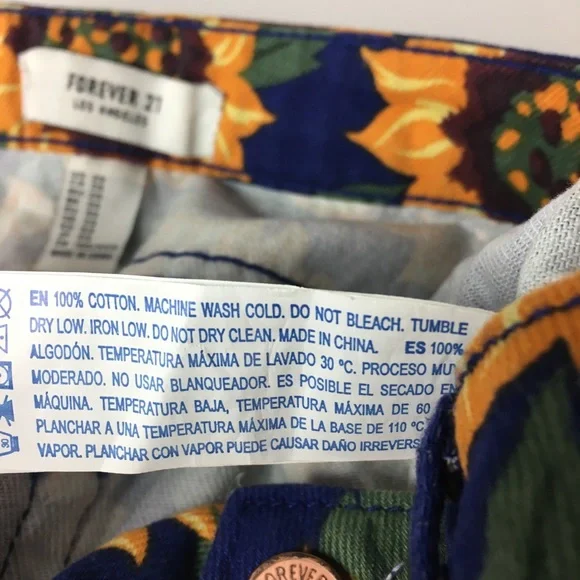 Retro Forever 21 Sunflower High Waisted Shorts size 26 100% Cotton - Picture 9 of 10